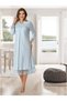 Women's Blue Skirts Lace Long Sleeve Maternity Postpartum Nightgown - 3