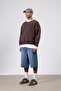 Crew Neck Pocket Detailed Oversize Sweatshirt Brown - 5