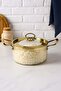 2.5 Lt. Heat Resistant Pot with Gold Lid and Gold Handle – Transparent Borosilicate Glass Cooking Set - 2