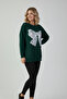 White Lace Ribbon Patterned Women's Oversize Sweatshirt