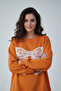 White Lace Ribbon Patterned Women's Oversize Sweatshirt - 2