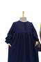 Girl's Linen Dress - Zehra Model Long Hijab Dress Navy Blue - 8