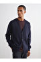 Patenth'Den Navy Blue Standard Fit V-Neck Men's Knitwear Cardigan