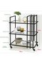 FFD Metal & Mirror Glass Serving Trolley – 3-Tier Bar Cart with 4 Rotating Wheels Black 80x40x90cm - 5