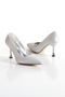 Skin-Smooth Satin Fabric Heel Shoes - 3