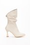 Women's Black Ruffled Different Design Thin Heel Women's Boots - 3