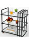 FFD Black Metal & Mirror Glass Serving Trolley – 3-Tier Bar Cart 100x40x90cm - 6