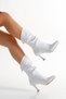 Women's Black Ruffled Different Design Thin Heel Women's Boots - 4