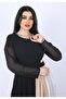 فستان شيفون بكسرات وأكمام طويلة - 7