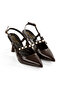 Pointed Toe Pearl (9cm) Painted Thin Heeled New Season Women's Shoes - 3