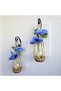 Wall Decoration, Led Lighted, Blue Poppy Flowers, White Sconce Set of Two - 3