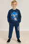Boy's Blue Sonic Printed Long Sleeve 3 Thread Winter Sweatshirt / Sweatpants Set