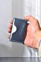 Blue Slim Card Holder 4 Slots Genuine Leather Small Card Holder - 7