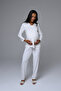 Women's Ecru Jacquard Winter Special Lace Detailed Design Maternity Pajama Set - 4