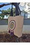 Cream Duck Fabric Bag with Large Mandala (Lilac) Detail - 3