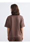 Mg trend'en brown crew neck embroidered Oversized women's t-shirt - 5