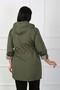 Women's Khaki Striped Lined Plus Size Trench Coat - 4