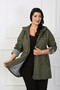 Women's Khaki Striped Lined Plus Size Trench Coat - 3
