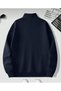 2-Piece Burgundy and Navy Stand Collar Half-Zip Plain Pullover Sweatshirt - 5