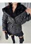 Belted Fur Lined Shawl Collar Puffer Quilted Coat - 4
