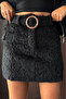 Faux Fur Look Mini Skirt - Black