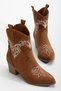 Women's Tan Suede Look Embroidered Western Cowboy Boots - 4