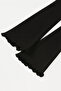 Black Crew Neck Draped Detail Bell Sleeve Hijab-Compatible Top Blouse - 4