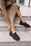 MIRELA WOMEN'S BROWN REAL SUEDE LOAFERS - 6