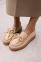 Pavlina Women's Beige Genuine Suede Leather Loafer Shoes - 7