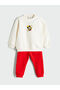 Crew Neck Mickey Mouse Printed Baby Boy Sweatshirt and Tracksuit Bottoms - 2
