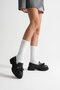 Women's Daily Comfortable Tasseled Loafer Black Crocodile