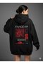 Lenithra Evangelion Back Printed Unisex Oversize Black Hoodie - 3