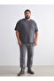 Gray Plus Size Basic Combed Cotton Men's T-Shirt - 3