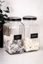 Set of 2 3 Liter Jars Tea Sugar Labeled 3000 ml Glass Jar Set with Metal Lid