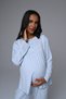 Women's Blue Jacquard Winter Pearl Stone Special Design Maternity Maternity Dressing Gown Pajama Set - 5