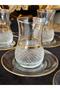 6 Person 12 Pieces Crystal Cut 24K Gold Plated Tea Set (Model1)