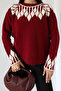 Crew Neck Patterned Knit Sweater - 3