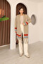 Tasseled Color-Blocked Long Knit Cardigan