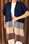 Zigzag Patterned Color Block Wide Cut Cardigan - 3