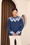 Crew Neck Patterned Knit Sweater - 2