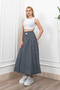 Ruched Striped Long Skirt with Corset Waist 6797