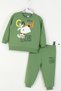 Mojo Baby Boy 1-4 Years Old Patterned Double Tracksuit Set Green - 3