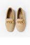 Women's Beige Chain Plush Home Slippers with Stone Accessories Byndvt04 - 4