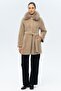 Removable Fur Pearl Detailed Plush Coat Mink 3098-Tk - 2