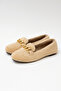 Women's Beige Chain Plush Home Slippers with Stone Accessories Byndvt04 - 5