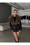 Imported Black Fur Collar Tied Leather Jacket - 3