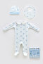 100% Cotton 3-Piece Newborn Set - Ribbon / Blue