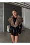Imported Black Fur Collar Tied Leather Jacket - 4