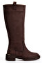 Women's Brown Suede Boots with Gold Detail on the Back - 3