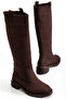 Women's Brown Suede Boots with Gold Detail on the Back
